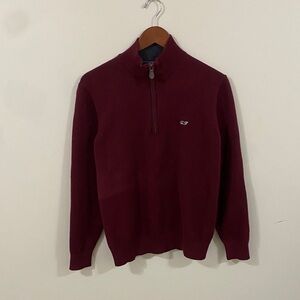 Vineyard Vines Men's Maroon Zip-Up Sweater
